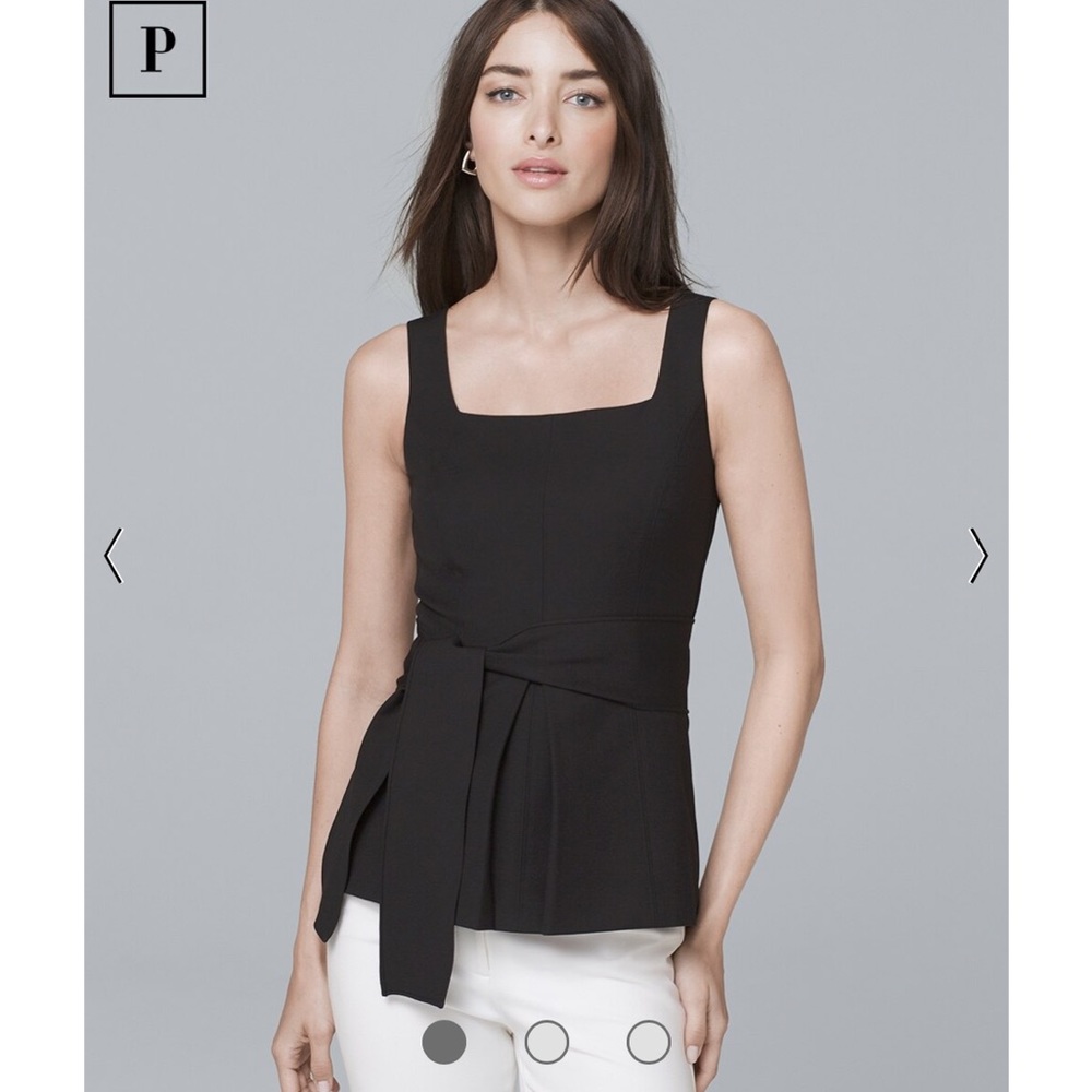 White House black market bow waist bodice top black size 00